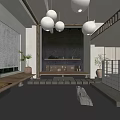 Traditional Japanese Teahouse Interior Design With Hanging Lanterns Wooden Seats And Stone Decor