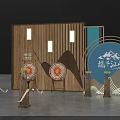Archery Interactive Zone with Wooden Backdrop Target Boards Bows Arrows and Mountain Design Elements