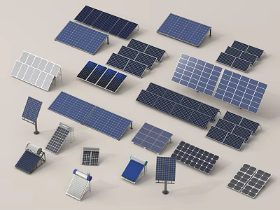 Industrial Solar Panel Equipment With Diverse Designs Sizes And Mounting Types 3d model
