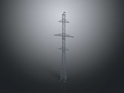 Electricity Pylon 3D Model With Metal Structure And Cross Arms On Gray Background 3d model