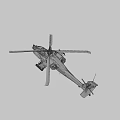 Gray Armed Military Helicopter Flying with Rotors and Weapons in Mid Air