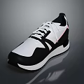 Sleek Black and White Lace Up Sneakers With Red Accent Modern Upper and White Sole