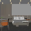 Modern Hotel Guest Room Interior With Comfortable Bed Nightstand And Table Lamp