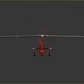 Red and white glider model with large wings on dark background 3d model