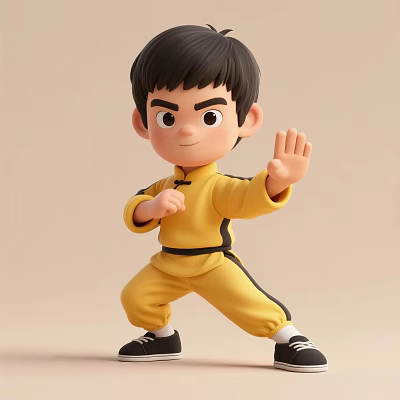 Man In Yellow Martial Arts Uniform Practicing Dynamic Kung Fu Pose 3d model Man In Yellow Martial Arts Uniform Practicing Dynamic Kung Fu Pose 3d model
