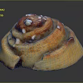 Swirled Cinnamon Roll With Golden Brown Surface And White Sugar Sprinkles