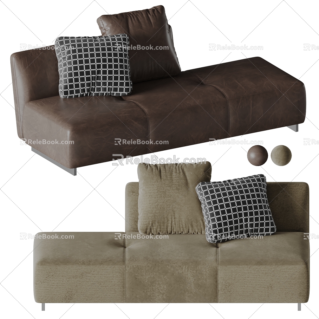 Double Sofa Leather Sofa Casual Sofa Fabric Pillow 3d model