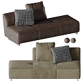 Double Sofa Leather Sofa Casual Sofa Fabric Pillow 3d model