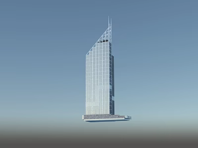 Modern Architectural Skyscraper with Glass Facade Sharp Top and Wide Base 3d model
