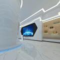 Modern Leadership Care Exhibition Hall With Display Boards Multimedia Screen And Achievements