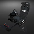 Black Racing Style Single Sofa With Steering Wheel Pedals VEC And PLAYER ONE Logos 3d model