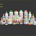 Assorted Personal Care Products With Various White Bottles Jars Different Sizes Shapes And Colored Labels