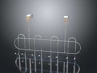 Modern Metal Hook Rack With Multiple Hooks For Home Organization 3d model