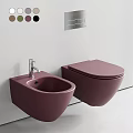 Modern Purple Toilet and Bidet with Faucet in Bathroom Design