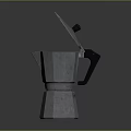 Modern Stainless Steel Moka Pot Kitchen Appliance with Open Lid and Handle