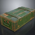 Vintage Green Wooden Weapon Storage Box With Metal Clasps And Worn Surface