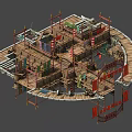 Ancient Architecture Construction Scene With Scaffolding Traditional Wooden Structure And Decorative Elements