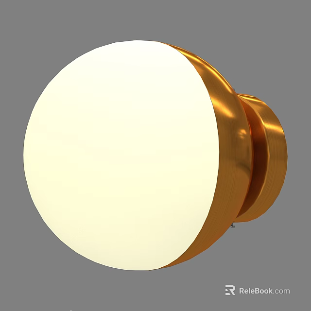 Modern Round Golden Wall Light with White Shade and Sleek Design 3d model