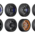 Car Tires With Various Wheel Rim Designs Multiple Styles And Colorful Hubs