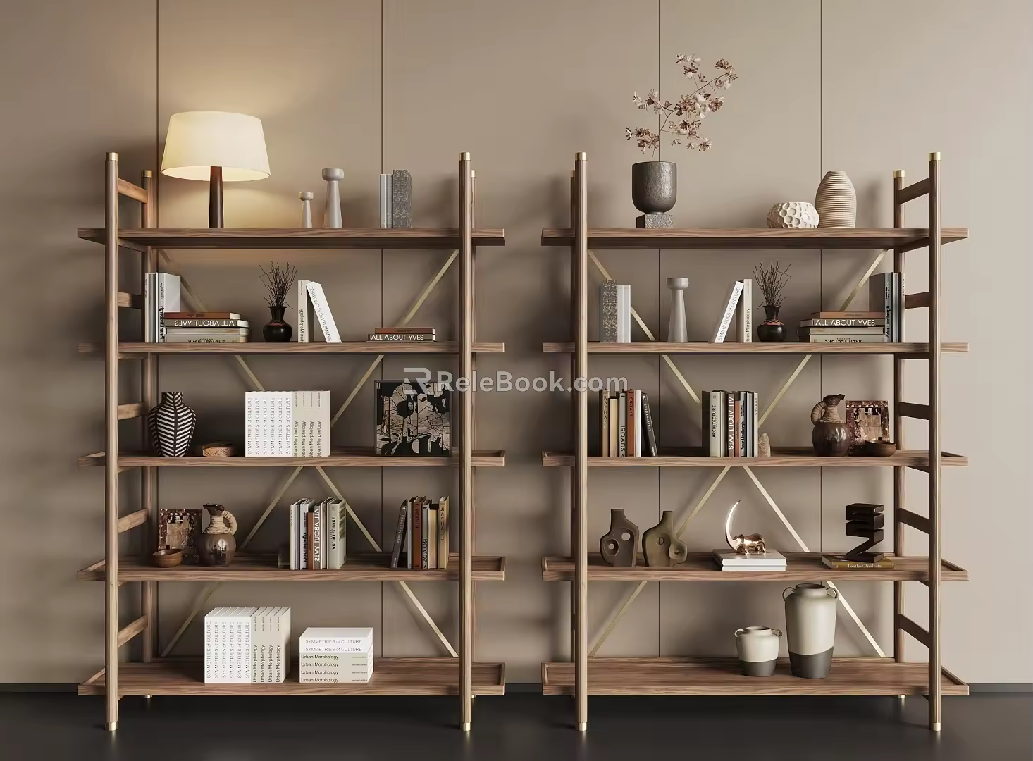 Modern bookshelf ornaments 3d model