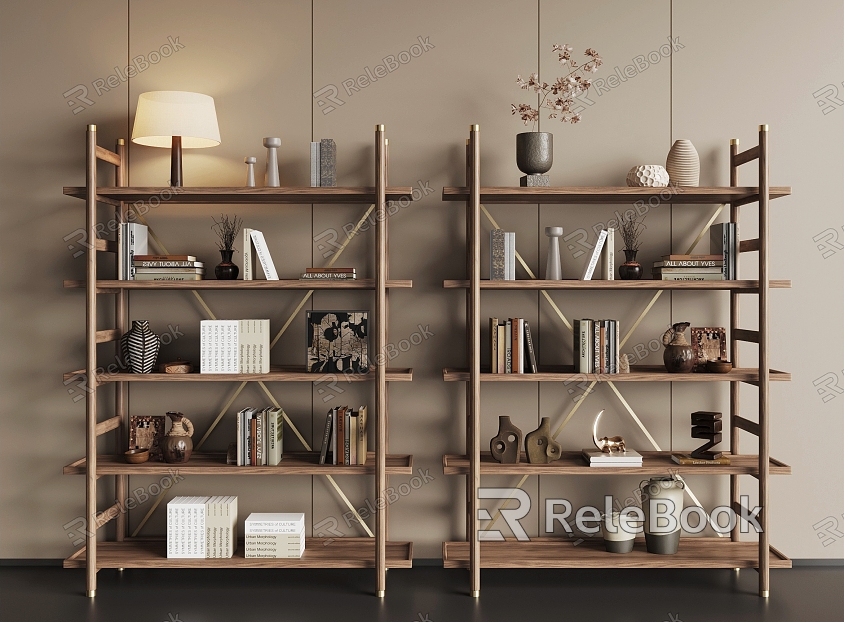 Modern bookshelf ornaments model