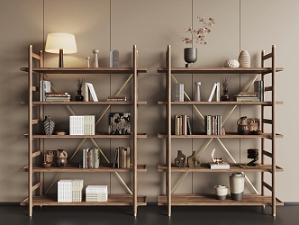 Modern bookshelf ornaments 3d model