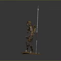 Detailed Medieval Armor Figure Standing With Eagle Ornament Staff On Decorative Base