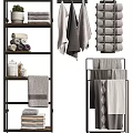 Stylish Bathroom Accessories With Towel Racks Folded Towels Hanging Towels And Storage Shelves