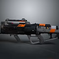 Futuristic Sci Fi Weapon With Gray Black Orange Mechanical Design And Grip