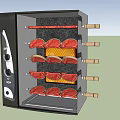 Electric Kitchen Meat Roaster Appliance Featuring Multiple Racks Raw Meat Slices Black Exterior Control Panel