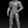 Men In Blue White And Gray Armored Suits Standing Pose Design