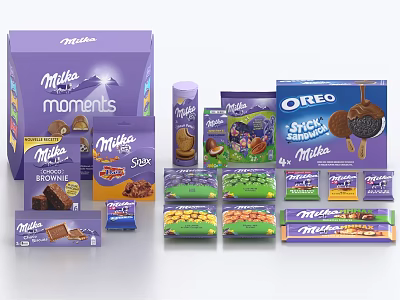 Assortment Of Milka And Oreo Chocolate Snacks 3d model