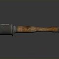 Fragmentation Hand Grenade With Metal Body And Worn Rusted Wooden Handle
