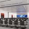 Modern Conference Room Interior With Rows of Chairs And Large LED Screen