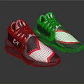 Stylish Black White Red Casual Sneakers With Mesh Upper And Thick Sole