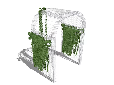 Elegant Outdoor Garden Pergola with Lattice Structure and Hanging Green Vines 3d model