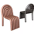 Modern Stylish Leisure Chairs With Curved Tube Structure In Brown And Dark Gray