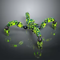 Green Yellow Mechanical Spider Robot 3D Render With Detailed Legged Structure Design 3d model