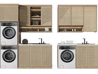 Washing Machine Cabinet Bathroom Cabinet Balcony Laundry Cabinet 3d model