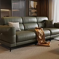 Modern Luxury Living Room With Premium Leather Sofa Sets And Warm Dark Wood Interior Design
