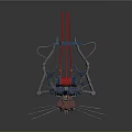 Industrial Mechanical Device With Red Vertical Rods Blue Black Structure And Pink Base