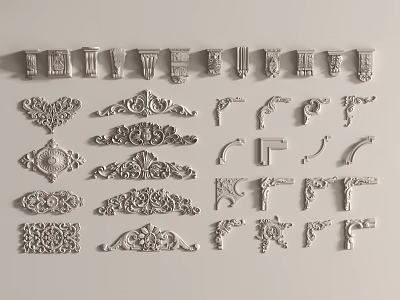 European-style Carved Gypsum Component Corner Carved 3d model