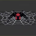 Spider With Black Body And Red Square Markings On Intricate Spider Web