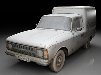 White Old Rusty Van Featuring Vintage Style And Weathered Exterior Details 3d model