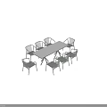 Outdoor Rectangular Table And Chair Set With Wicker Seats And Black Metal Frames 3d model