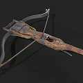 Medieval Vintage Crossbow Weapon With Wooden Metal Structure And Mechanical Parts