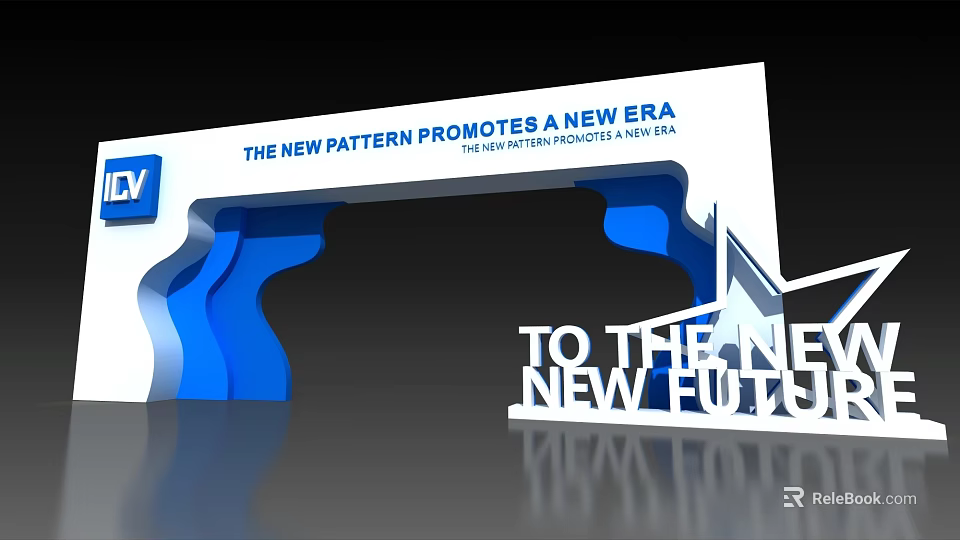 Blue And White Archway Display Promotes New Pattern For New Era Future 3d model 
