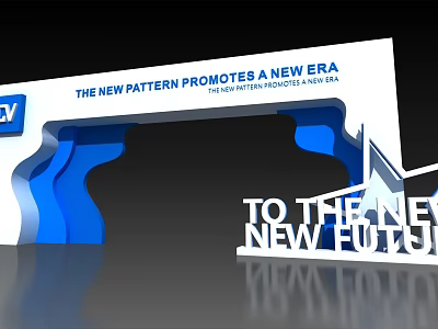 Blue And White Archway Display Promotes New Pattern For New Era Future 3d model