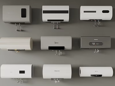 Various Electric Water Heater Models Displayed 3d model
