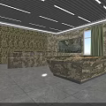 Monitoring Room Interior With Camouflage Patterned Walls Large Control Console And Big Screen